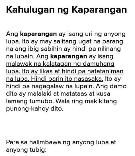 Kahulugan ng kaparangan .